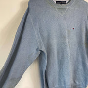 Blue Tommy Hilfiger V-Neck Knit Sweater Large