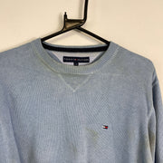 Blue Tommy Hilfiger V-Neck Knit Sweater Large