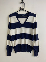 White and Navy Ralph Lauren Jumper Women's Large