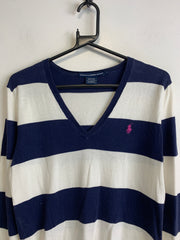 White and Navy Ralph Lauren Jumper Women's Large