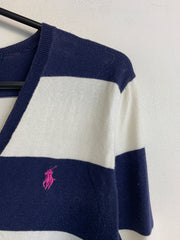 White and Navy Ralph Lauren Jumper Women's Large