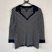 Navy White Striped Knit Jumper Sweater Womens XL