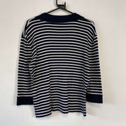 Navy White Striped Knit Jumper Sweater Womens XL