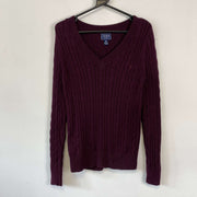 Burgundy Chaps Ralph Lauren Womens Medium Knit Jumper Sweater