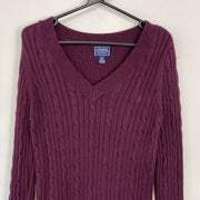 Burgundy Chaps Ralph Lauren Womens Medium Knit Jumper Sweater