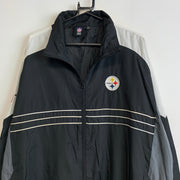 Black and White NFL Steelers Windbreaker Men's XXL