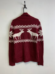 Red and White Knitwear Sweater Women's Large