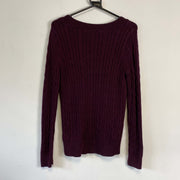 Burgundy Chaps Ralph Lauren Womens Medium Knit Jumper Sweater