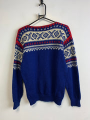 Blue and White Knitwear Sweater Women's Medium