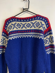 Blue and White Knitwear Sweater Women's Medium