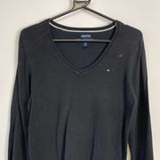 Black Tommy Hilfiger V-Neck Knit Sweater Womens Small