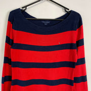 Red Navy Tommy Hilfiger Striped Knit Jumper Womens Medium