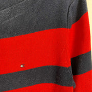 Red Navy Tommy Hilfiger Striped Knit Jumper Womens Medium