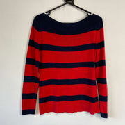 Red Navy Tommy Hilfiger Striped Knit Jumper Womens Medium