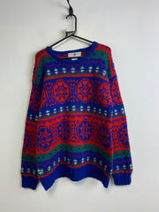 Red and Blue Knitwear Sweater Men's Medium