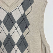 Grey Tommy Hilfiger Argyle Sweater Vest Top Large