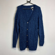 Blue Wool Cardigan Sweater Knit Jumper Medium