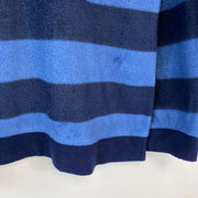 Blue Striped Collared Pullover Fleece Jacket XL