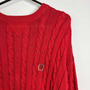 Red Tommy Hilfiger Cable Sweater Large