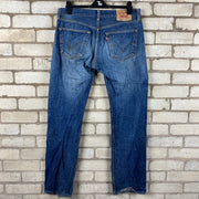 Blue Levi's 501 Straight Leg Denim Jeans W34