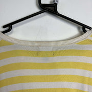 Yellow White Striped V-Neck Knit Jumper Sweater Womens 2XL