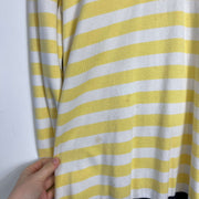 Yellow White Striped V-Neck Knit Jumper Sweater Womens 2XL