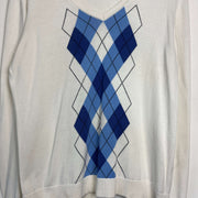 White Blue Tommy Hilfiger Sweater Argyle Knit Womens XL