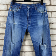 Blue Levi's Straight Leg Denim Jeans W36