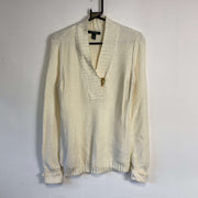 Cream Lauren Ralph Lauren Shawl Jumper Sweater Womens Medium