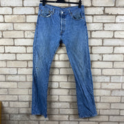 Blue Levi's 501 Straight Leg Denim Jeans W34