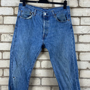 Blue Levi's 501 Straight Leg Denim Jeans W34