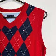 Red Navy Argle Tommy Hilfiger Sweater Vest Youth's XL