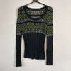 Grey Green Tommy Hilfiger Knit Patterned Jumper Womens Small