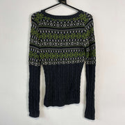 Grey Green Tommy Hilfiger Knit Patterned Jumper Womens Small