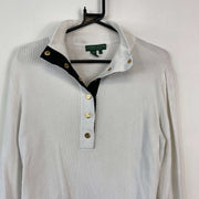 White Lauren Ralph Lauren Button Down Knit Jumper Sweater Womens Large