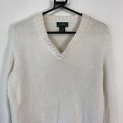 Vintage White Lauren Ralph Lauren Knit Jumper Sweater Womens Medium