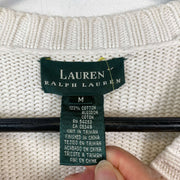 Vintage White Lauren Ralph Lauren Knit Jumper Sweater Womens Medium