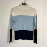 White Blue Navy Tommy Hilfiger Knit Jumper Sweater Turtleneck Womens Small