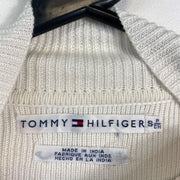 White Blue Navy Tommy Hilfiger Knit Jumper Sweater Turtleneck Womens Small