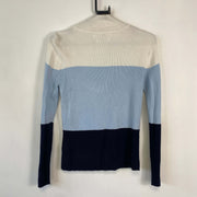 White Blue Navy Tommy Hilfiger Knit Jumper Sweater Turtleneck Womens Small