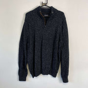 Black Chaps Ralph Lauren Quarter Zip Knit Jumper Sweater 2XL