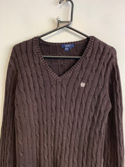 Brown Chaps Cable Knit Sweater Women's Large