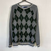 Grey Black Checkered Tommy Hilfiger Knit Jumper Sweater Large