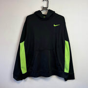 Black and Neon Yellow Nike Hoodie Men's XL