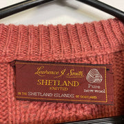 Orange Shetland Knit Sweater Jumper Shetland Wool Medium