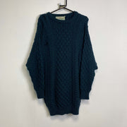 Dark Green Irish Wool Sweater Knit Jumper Large