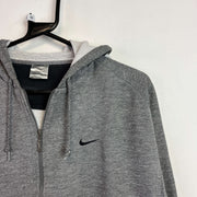 00s Grey Nike zip up Hoodie Women's Medium