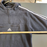 Vintage 90s Black Adidas Quarter zip Hoodie Men's Small