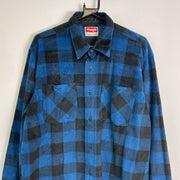 Blue Black Checkered Wrangler Fleece Shirt Large