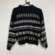 Vintage 90s Black Grandad Jumper Sweater Small